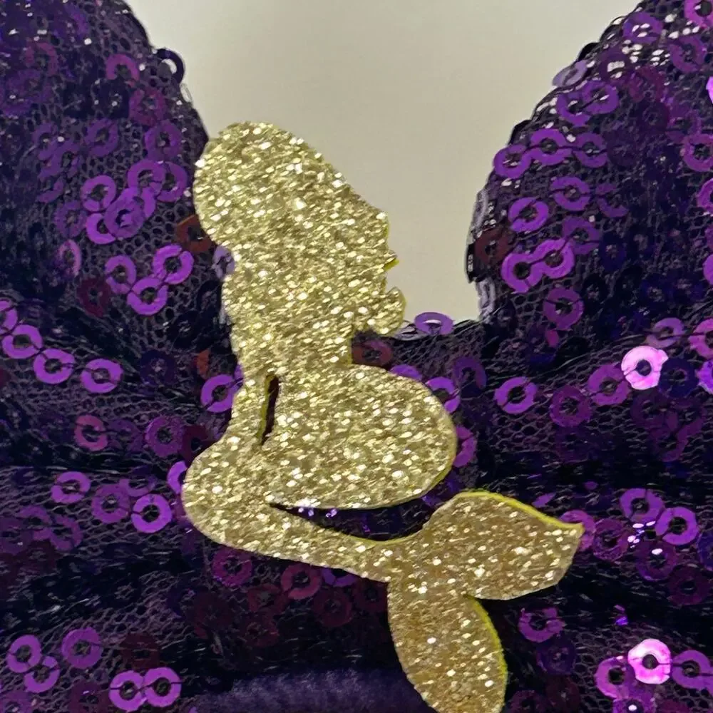 Handmade Halloween Mouse Ears Headband Purple Sequin Bow Spiderweb Ghost